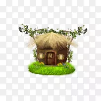 房屋动画卡通插图-草棚盖-空若网 房屋动画卡通插图-草棚盖-空若网