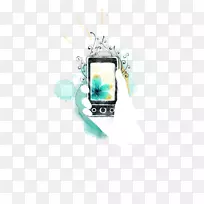 水彩画插图.墨水和电话-空若网 水彩画插图.墨水和电话-空若网