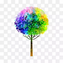 水彩画树-彩色树-空若网 水彩画树-彩色树-空若网