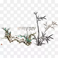 竹子绘墨李子-空若网 竹子绘墨李子-空若网
