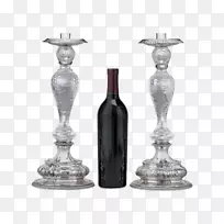 玻璃烛台银金属古董玻璃-空若网 玻璃烛台银金属古董玻璃-空若网