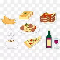 意大利菜千层面插图-特色食物红葡萄酒-空若网 意大利菜千层面插图-特色食物红葡萄酒-空若网