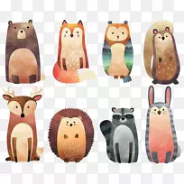 林地水彩画剪贴画猫画-空若网 林地水彩画剪贴画猫画-空若网