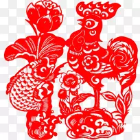 鸡剪纸新年公鸡-鸡剪纸材料-空若网 鸡剪纸新年公鸡-鸡剪纸材料-空若网