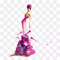 纽约时装周时装插画水彩画插图时装模特-空若网 纽约时装周时装插画水彩画插图时装模特-空若网