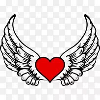 天使粉红剪贴画-带翅膀的心彩色页-空若网 天使粉红剪贴画-带翅膀的心彩色页-空若网