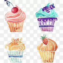 纸杯蛋糕水果蛋糕水彩画彩绘蛋糕-空若网 纸杯蛋糕水果蛋糕水彩画彩绘蛋糕-空若网