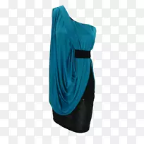 青绿色肩部鸡尾酒裙-蓝色晚礼服-空若网 青绿色肩部鸡尾酒裙-蓝色晚礼服-空若网