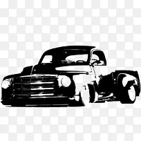 皮卡车黑白热棒墙贴花-热棒皮卡-空若网 皮卡车黑白热棒墙贴花-热棒皮卡-空若网