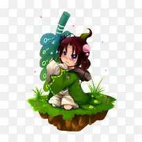 仙女开花植物卡通绿色仙女-空若网 仙女开花植物卡通绿色仙女-空若网