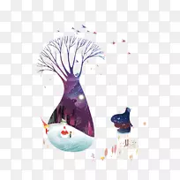 水彩画平面设计插图-鹅飞-空若网 水彩画平面设计插图-鹅飞-空若网