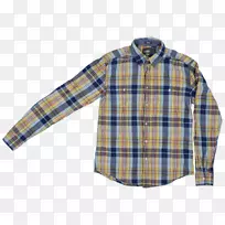 衬衫格子蓝袖扣.连衣裙-空若网 衬衫格子蓝袖扣.连衣裙-空若网