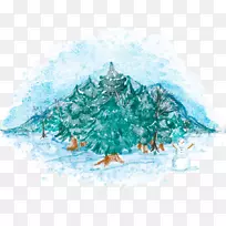 水彩画.水彩画冬天的风景-空若网 水彩画.水彩画冬天的风景-空若网