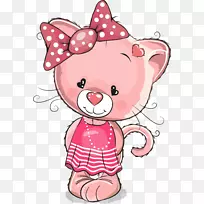 卡通插图-粉红卡通猫-空若网 卡通插图-粉红卡通猫-空若网