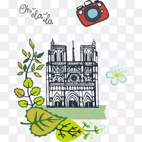 艾菲尔铁塔建筑图形设计.手绘建筑物和漂亮的照相机-空若网 艾菲尔铁塔建筑图形设计.手绘建筑物和漂亮的照相机-空若网