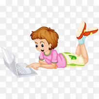 笔记本电脑插图-孩子们在电脑上玩-空若网 笔记本电脑插图-孩子们在电脑上玩-空若网