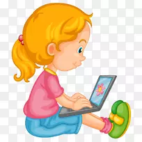 笔记本电脑免费剪贴画-女孩玩电脑-空若网 笔记本电脑免费剪贴画-女孩玩电脑-空若网