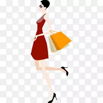 时尚插画女人-一个提着包的女人-空若网 时尚插画女人-一个提着包的女人-空若网