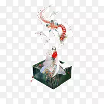 风筝水彩画插画-女人放风筝-空若网 风筝水彩画插画-女人放风筝-空若网