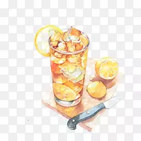 冰淇淋咖啡柠檬水食品水彩画手绘柠檬茶-空若网 冰淇淋咖啡柠檬水食品水彩画手绘柠檬茶-空若网