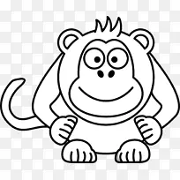 黑白动画剪贴画-猴子画-空若网 黑白动画剪贴画-猴子画-空若网