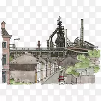 建筑绘画水彩画插画-水彩画城市-空若网 建筑绘画水彩画插画-水彩画城市-空若网