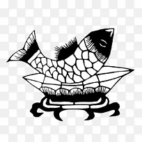 新年剪纸鲤鱼跳鱼-空若网 新年剪纸鲤鱼跳鱼-空若网