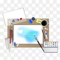 水彩画-桌面上的绘图工具-空若网 水彩画-桌面上的绘图工具-空若网