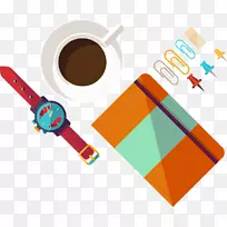 笔记本电脑.手绘书籍图案咖啡手表-空若网 笔记本电脑.手绘书籍图案咖啡手表-空若网