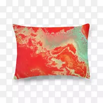 抛掷枕头垫长方形帆布-珊瑚海-空若网 抛掷枕头垫长方形帆布-珊瑚海-空若网