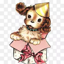 小狗爱狗娃娃插图-经典的旧盒子-空若网 小狗爱狗娃娃插图-经典的旧盒子-空若网