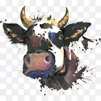 荷斯坦,弗里西亚牛,安格斯牛,乳牛,水彩画,意象画-空若网 荷斯坦,弗里西亚牛,安格斯牛,乳牛,水彩画,意象画-空若网