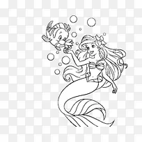 艾丽尔塞巴斯蒂安着色书小美人鱼王特里顿比目鱼-空若网 艾丽尔塞巴斯蒂安着色书小美人鱼王特里顿比目鱼-空若网