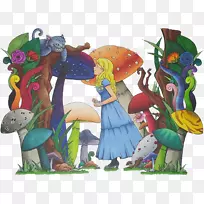 爱丽丝在仙境中的冒险疯狂的帽匠行军野兔心后白兔扭曲爱丽丝在仙境的画-空若网 爱丽丝在仙境中的冒险疯狂的帽匠行军野兔心后白兔扭曲爱丽丝在仙境的画-空若网