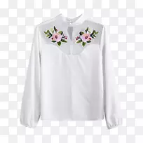 衬衫长袖T恤肩绣网眼裙-空若网 衬衫长袖T恤肩绣网眼裙-空若网