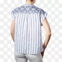 t恤上衣肩袖扣牛仔白衬衫-空若网 t恤上衣肩袖扣牛仔白衬衫-空若网