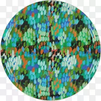 对称图案厘米郁金香绿松石棕色托盘-空若网 对称图案厘米郁金香绿松石棕色托盘-空若网