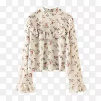 衬衫袖子.粉红色花裤套装-空若网 衬衫袖子.粉红色花裤套装-空若网