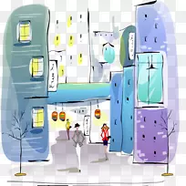 插图建筑设计水彩画剪影-在晚上-空若网 插图建筑设计水彩画剪影-在晚上-空若网