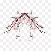 水彩画风景图-桃花-空若网 水彩画风景图-桃花-空若网