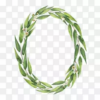 图花环叶水彩画支路水彩画框架-空若网 图花环叶水彩画支路水彩画框架-空若网