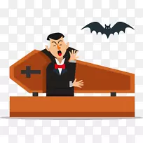Adobe插画剪贴画-棺材里的吸血鬼-空若网 Adobe插画剪贴画-棺材里的吸血鬼-空若网