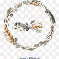 结婚请柬花环水彩画羽毛花环水彩画花圈-空若网 结婚请柬花环水彩画羽毛花环水彩画花圈-空若网