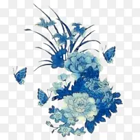 蓝色 浅绿色 花朵-空若网 蓝色 浅绿色 花朵-空若网