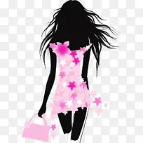 粉色 时尚插画 黑发-空若网 粉色 时尚插画 黑发-空若网