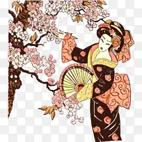 卡通 艺妓 手扇-空若网 卡通 艺妓 手扇-空若网