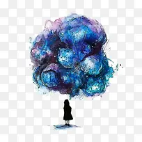 蓝色 树 电蓝色-空若网 蓝色 树 电蓝色-空若网