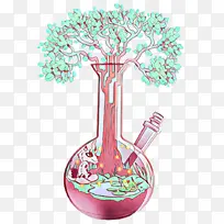 花盆 粉色 树-空若网 花盆 粉色 树-空若网