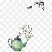 茶壶 餐具 植物-空若网 茶壶 餐具 植物-空若网