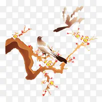 树枝 鸟 花-空若网 树枝 鸟 花-空若网